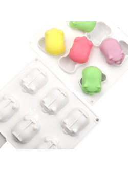 โมล(Mold) แม่พิมพ์ซิลิโคน ทำวุ้น ขนม สบู่ งานdiy รูปหมู 6 ช่อง