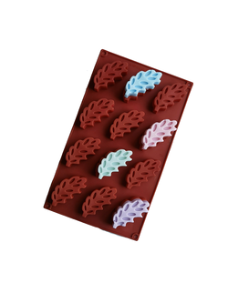 แม่พิมพ์ซิลิโคน พิมพ์สบู่ พิมพ์วุ้น พิมพ์ขนม รูปใบไม้ 12 ช่อง