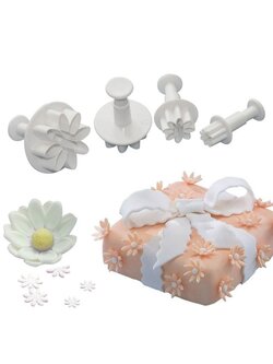 ที่พิมพ์ลายฟองดองท์ พิมพ์กดคุกกี้ รูปดอกเดซี่ 4 ชิ้น/แพ็ค