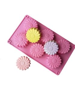 แม่พิมพ์ซิลิโคน พิมพ์สบู่ พิมพ์วุ้น พิมพ์ขนม รูปดอกไม้ 6 ช่อง