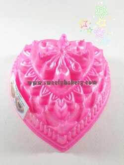 แม่พิมพ์ขนม แม่พิมพ์วุ้น แม่พิมพ์พลาสติกสองชั้น รูปหัวใจ ลายดอกไม้ เบอร์ 10