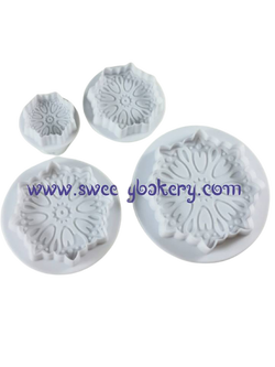 ที่พิมพ์ลายฟองดองท์ พิมพ์กดคุกกี้ ลายดอกไม้ 4 ชิ้น/เซต