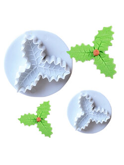 ที่พิมพ์ลายฟองดองท์ พิมพ์กดคุกกี้ รูปใบฮอลลี่ 2 ชิ้น/แพ็ค