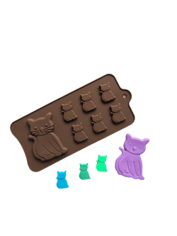 โมล(Mold) แม่พิมพ์ซิลิโคน ทำวุ้น ขนม สบู่ งานdiy รูปแมว 7 ช่อง