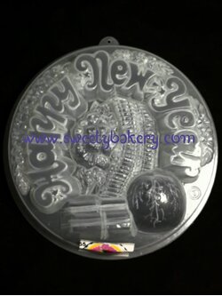แม่พิมพ์ขนม แม่พิมพ์วุ้น แม่พิมพ์พลาสติก แม่พิมพ์วุ้นปอนด์ Happy new year 20 cm. ลายที่ 1055