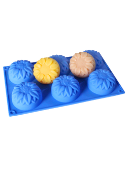 แม่พิมพ์ซิลิโคน พิมพ์สบู่ พิมพ์วุ้น พิมพ์ขนม รูปดอกไม้ 6 ช่อง (ใหญ่)