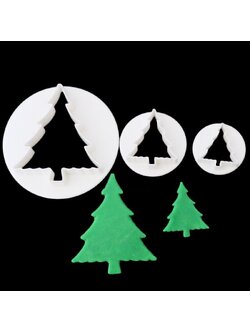 ที่พิมพ์ลายฟองดองท์ พิมพ์กดคุกกี้ รูปต้นคริส์มาตส์ 3 ชิ้น/แพ็ค