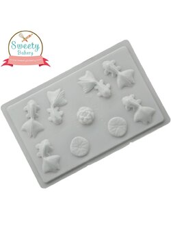 แม่พิมพ์พลาสติกขุ่น พิมพ์ขนม พิมพ์วุ้น รูปปลาทอง 6 ตัว