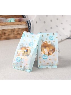 ถุงคุ๊กกี้ ถุงเบเกอรี่ แบบจีบข้าง สีฟ้า 50 ใบ/ห่อ (Size : 5.5*13.5+3 cm.)