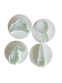 ที่พิมพ์ลายฟองดองท์ พิมพ์กดคุกกี้ รูปเครื่องสำอางค์ 4 ชิ้น/แพ็ค