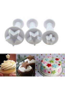 ที่พิมพ์ลายฟองดองท์ พิมพ์กดคุกกี้ รูปดาว 3 ชิ้น/แพ็ค