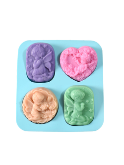 แม่พิมพ์ซิลิโคน พิมพ์สบู่ พิมพ์วุ้น พิมพ์ขนม รูปเทวดา นางฟ้า 4 ช่อง (น้ำหนักสบู่ : 70-75 กรัม)
