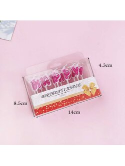 เทียนตกแต่งเค้ก เทียนวันเกิด Happy Birthday สีชมพู