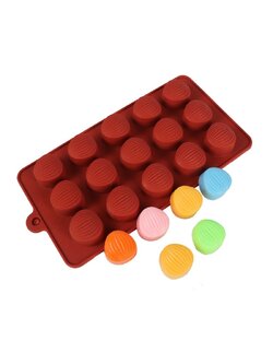 แม่พิมพ์ขนม พิมพ์ซิลิโคน พิมพ์วุ้น พิมพ์ช็อค รูปถั่ว 15 ช่อง (พิมพ์สีน้ำตาล)