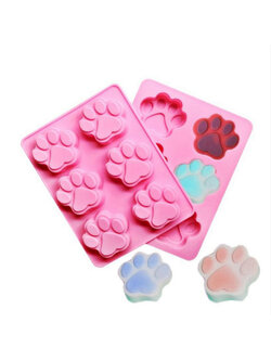 โมล(Mold) แม่พิมพ์ซิลิโคน ทำวุ้น ขนม สบู่ งานdiy รูปอุ้งเท้า เท้าหมี 6 ช่อง