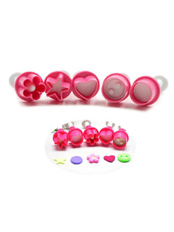 ที่พิมพ์ลายฟองดองท์ พิมพ์กดคุกกี้ รูปดอกไม้ หัใจ 5 ชิ้น