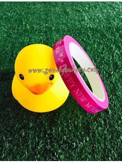 เทปแฟนซี ลาย Happy New Years สีชมพู (50 หลา)