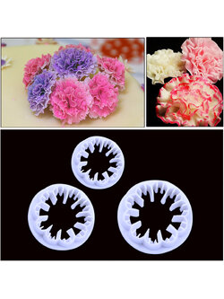 ที่พิมพ์ลายฟองดองท์ พิมพ์กดคุกกี้ ลายดอกคาร์เนชั่น 3 ชิ้น/แพ็ค