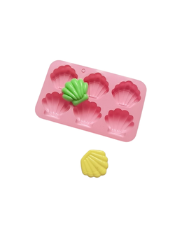 แม่พิมพ์ขนม พิมพ์ซิลิโคน พิมพ์วุ้น พิมพ์ขนมชั้น พิมพ์สบู่ รูปเปลือกหอย 6 ช่อง