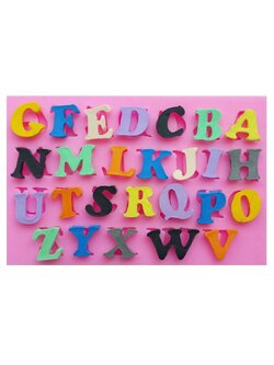 แม่พิมพ์ ซิลิโคน สำหรับทำฟองดองท์ กัมเพส a-z (พิมพ์สีเขียว)