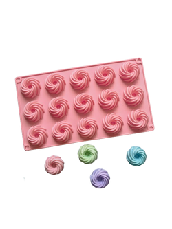 แม่พิมพ์ซิลิโคน พิมพ์สบู่ พิมพ์วุ้น พิมพ์ขนม รูปเกลียว 15 ช่อง