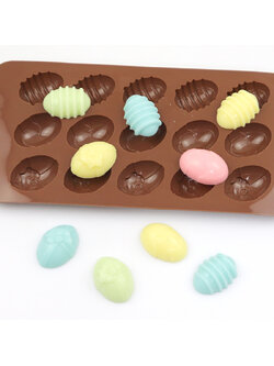 แม่พิมพ์ซิลิโคน พิมพ์สบู่ พิมพ์วุ้น พิมพ์ขนม รูปไข่อีสเตอร์ 15 ช่อง (ไซส์เล็ก)