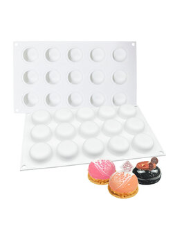 โมล(Mold) แม่พิมพ์ซิลิโคน ทำวุ้น ขนม สบู่ งานdiy ทรงกลม 15 ช่อง (30 G.)(พิมพ์สีขาว)