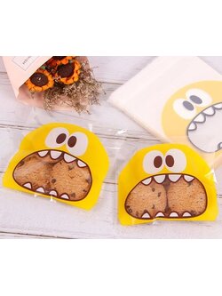 ถุงคุกกี้ เบเกอรี่ ขนม แบบมีเทปกาว รูปมอนสเตอร์ 95-100 ใบ/แพ็ค (7*7+3 cm.)