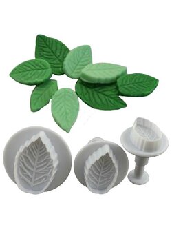 ที่พิมพ์ลายฟองดองท์ พิมพ์กดคุกกี้ rose leaf 3 ชิ้น