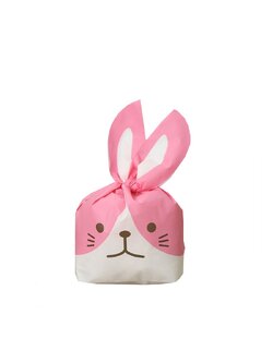 ถุงหูกระต่าย ถุงเบเกอรี่ หมาสีชมพู 50 ใบ/ห่อ (Size : 13.5*22+6 cm.)