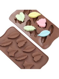 แม่พิมพ์ซิลิโคน พิมพ์สบู่ พิมพ์วุ้น พิมพ์ขนม รูปใบไม้ 8 ช่อง