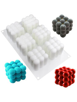 โมล(Mold) แม่พิมพ์ซิลิโคน ทำวุ้น ขนม สบู่ งานdiy รูปบล็อคสี่เหลี่ยม 6 ช่อง (150 G.)