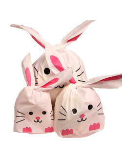 ถุงหูกระต่าย ถุงเบเกอรี่ แมวสีชมพู 50 ใบ/ห่อ (Size : 13.5*22+6 cm.)