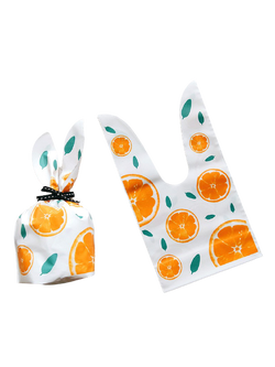 ถุงหูกระต่าย รูปส้ม 50 ใบ/ห่อ (Size : 13.5*22+6 cm.)