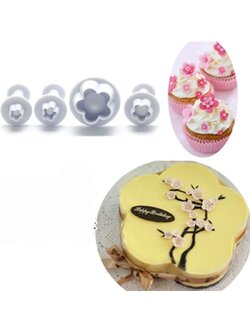 ที่พิมพ์ลายฟองดองท์ พิมพ์กดคุกกี้ Plum 4 ชิ้น/แพ็ค