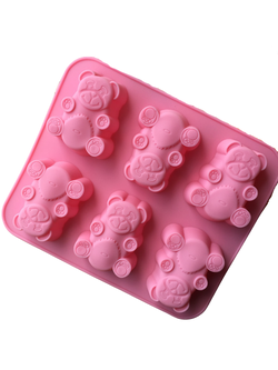 แม่พิมพ์ซิลิโคน พิมพ์สบู่ พิมพ์วุ้น พิมพ์ขนม รูปหมี 6 ช่อง