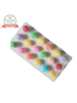 แม่พิมพ์พลาสติกขุ่น พิมพ์ขนม พิมพ์วุ้น รูปกุหลาบ 18 ช่อง