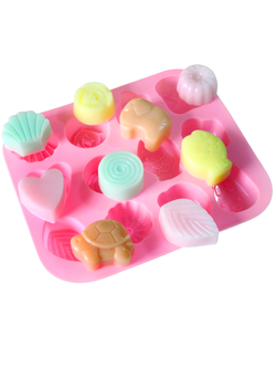 แม่พิมพ์ซิลิโคน พิมพ์สบู่ พิมพ์วุ้น พิมพ์ขนม รูปสัตว์ สัตว์ทะเล 12 ช่อง