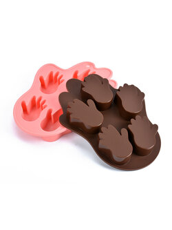 แม่พิมพ์ซิลิโคน พิมพ์สบู่ พิมพ์วุ้น พิมพ์ขนม รูปมือ ไซส์เล็ก 5 ช่อง (พิมพ์คละสี)