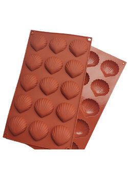 แม่พิมพ์ซิลิโคน พิมพ์สบู่ พิมพ์วุ้น พิมพ์ขนม รูปเปลือกหอย 15 ช่อง (น้ำหนักสบู่ 15 กรัม)