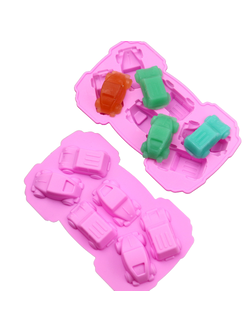 โมล(Mold) แม่พิมพ์ซิลิโคน ทำวุ้น ขนม สบู่ งานdiy รูปรถ 6 ช่อง (พิมพ์สีชมพู)