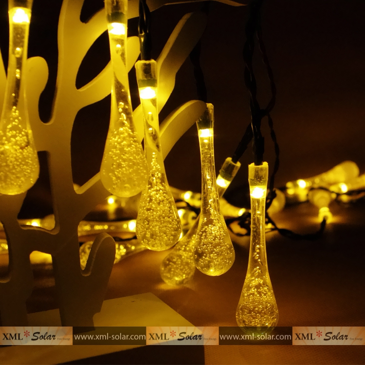 ไฟกระพริบโซล่าเซลล์ รูป หยดน้ำ 30 ชิ้น (เเสง : เหลืองวอมไวท์)