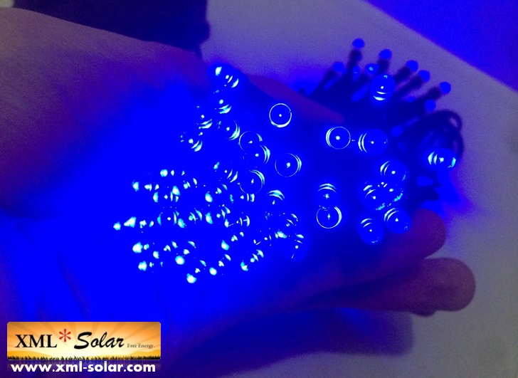 ไฟกระพริบโซล่าเซลล์ 100 LED (เเสง : ฟ้า)