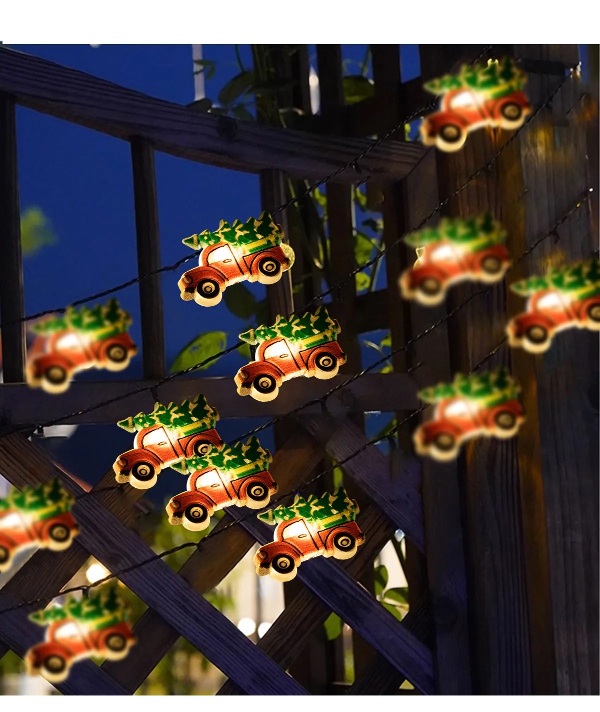 ไฟกระพริบโซล่าเซลล์ 50 LED รุ่นทรงรถคริสต์มาส ยาว 5 เมตร (แสง : เหลืองวอมไวท์)