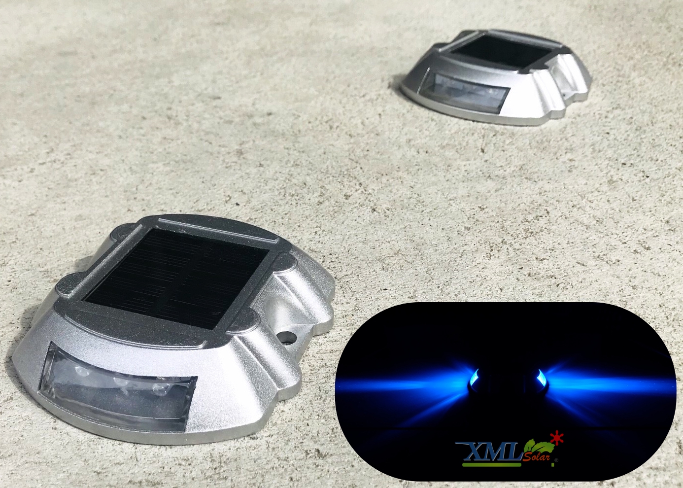 ไฟหมุดถนนโซล่าเซลล์ 6 LED รุ่น Robot (เเสง : ฟ้ากระพริบ)