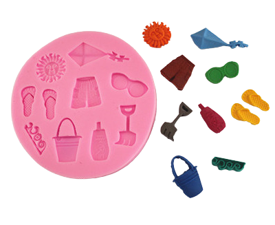 แม่พิมพ์ ซิลิโคน สำหรับทำฟองดองท์ กัมเพส รูปอุปกรณ์ชายหาด