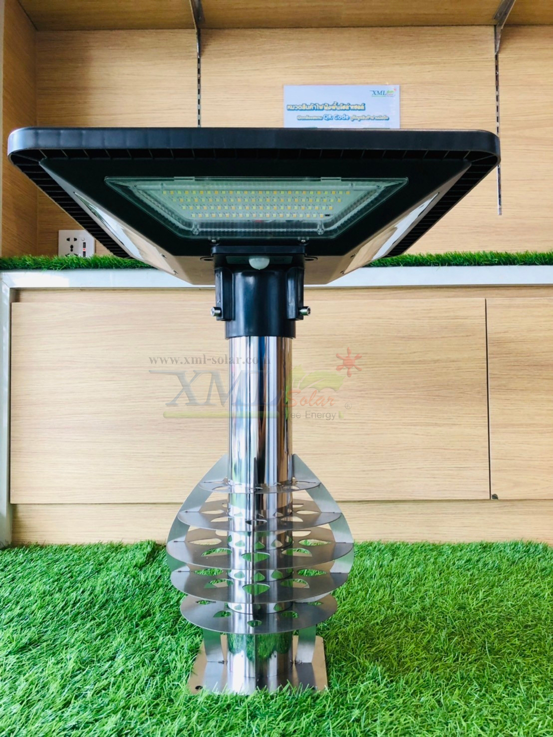 ฐานสวมโคมไฟ UFO ตั้งกำเเพง ปลายเสา 3 นิ้ว (สแตนเลส)