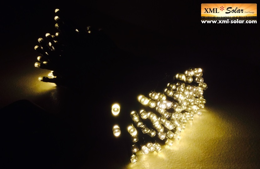 ไฟกระพริบโซล่าเซลล์ 200 LED (8ฟังก์ชั่น) (เเสง : เหลืองวอมไวท์)