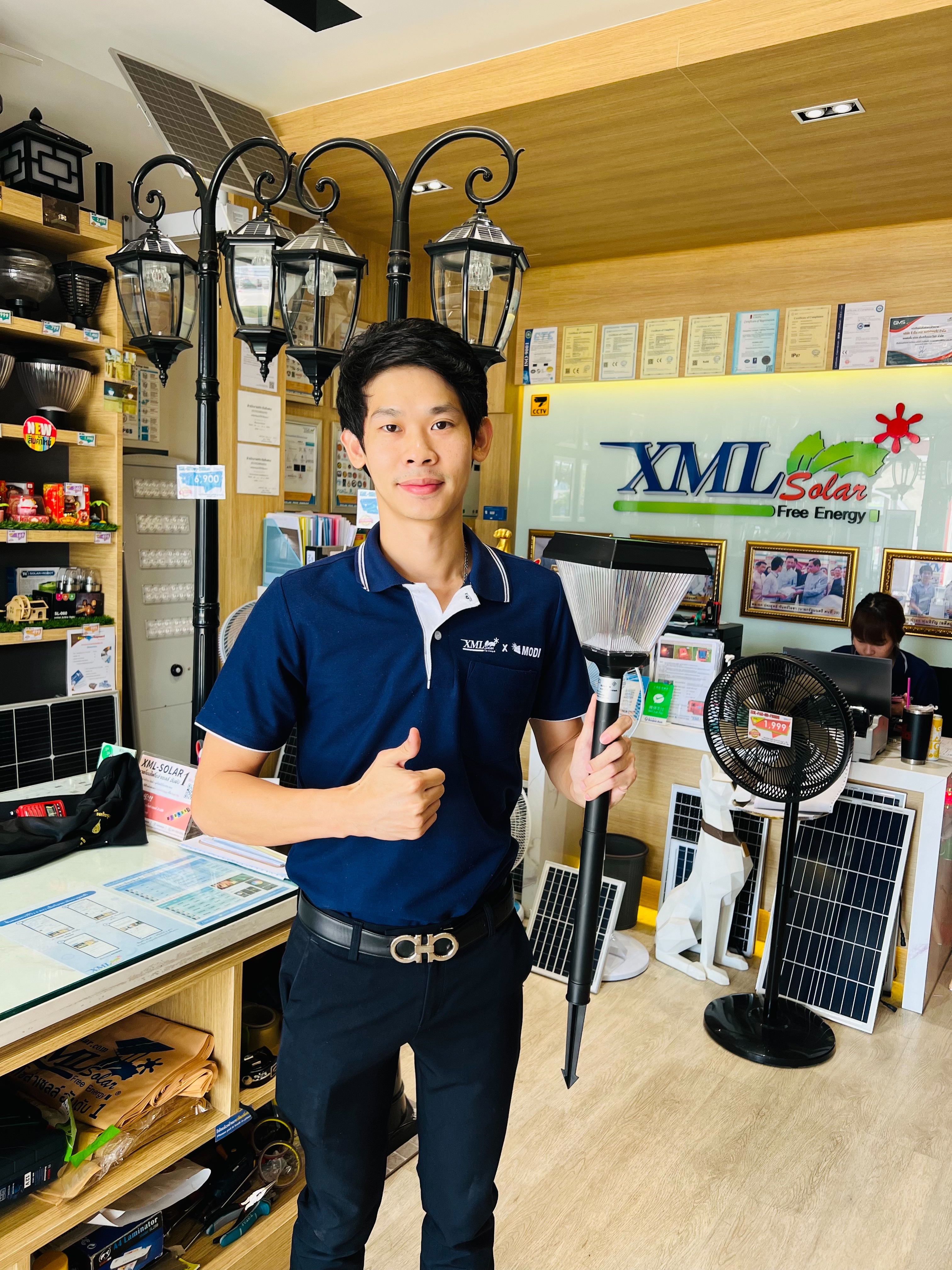 ไฟปักสนามโซล่าเซลล์ รุ่น DC-3661 (เปิดได้ 2 แสง)