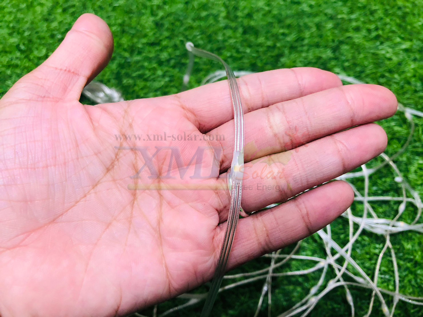 ไฟกระพริบโซล่าเซลล์ รุ่นใหม่สายขาว ยาว 10 เมตร (เเสง : เหลืองวอมไวท์)